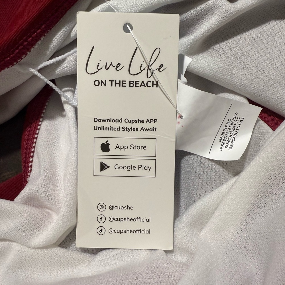 NWT Cupshe Burgundy Wine Tummy Control Halter Onepiece Bathing Suit Swimwear XL - Picture 10 of 13